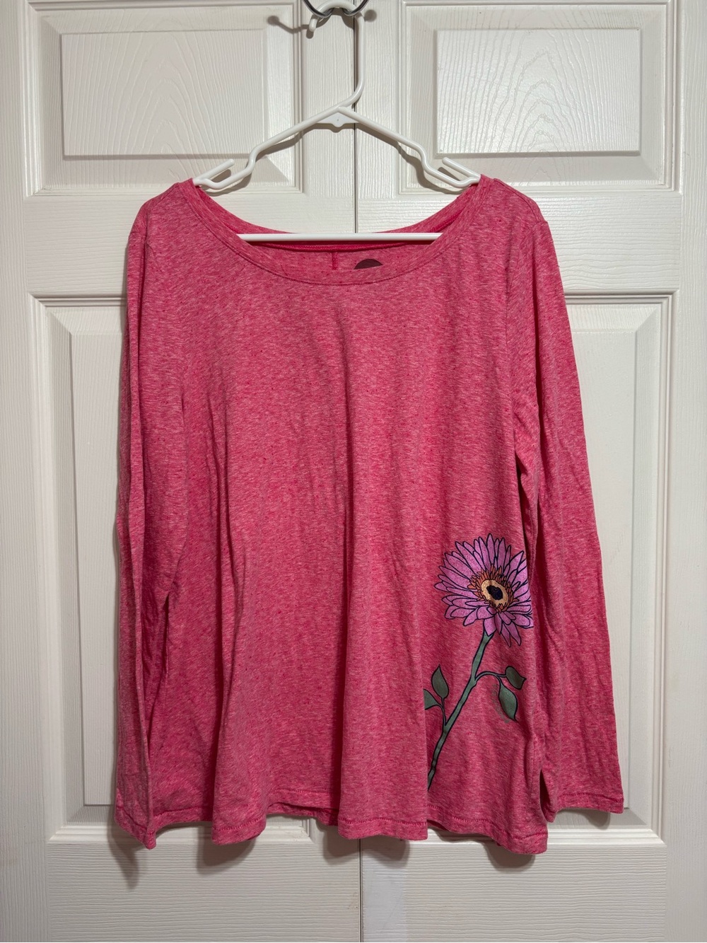 Life Is Good Heather Pink Long-Sleeve Tee with Floral Graphic